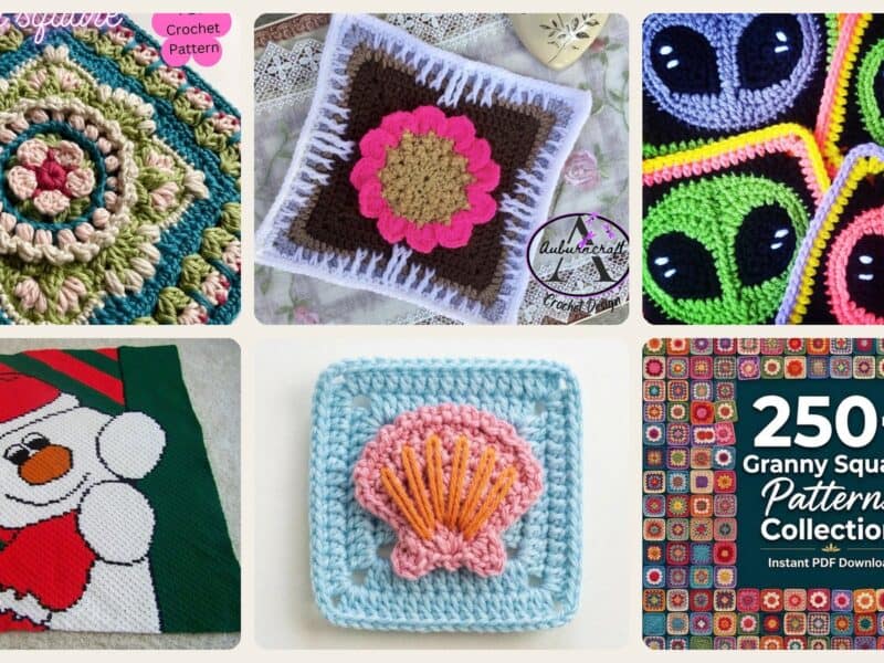 A selection of the crochet patterns in 40 Crochet Blocks and Squares for Your Next Project
