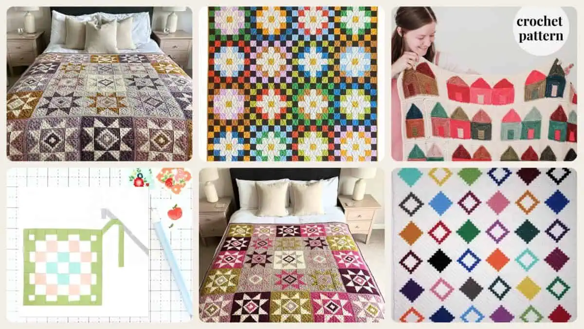 A selection of the crochet patterns in 40 Beautiful Crochet Quilt Patterns You Will Want to Make