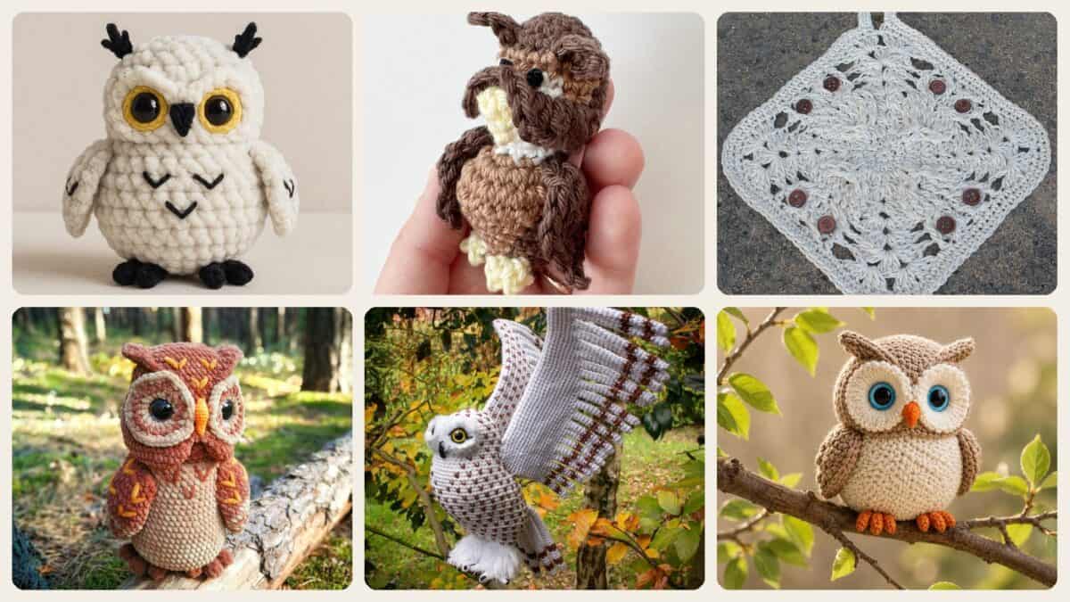 A selection of the owls patterns in this roundup