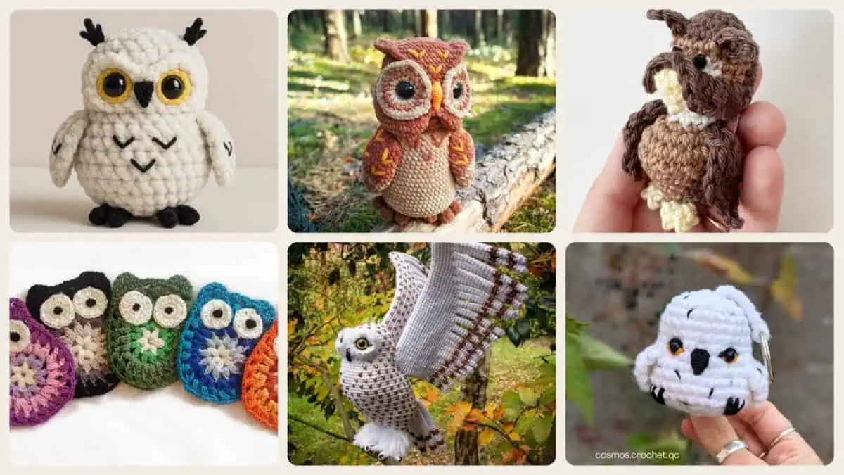 A selection of the crochet patterns in 40 Crochet Owl Patterns: Creative, Delightful, and Adorable Finds