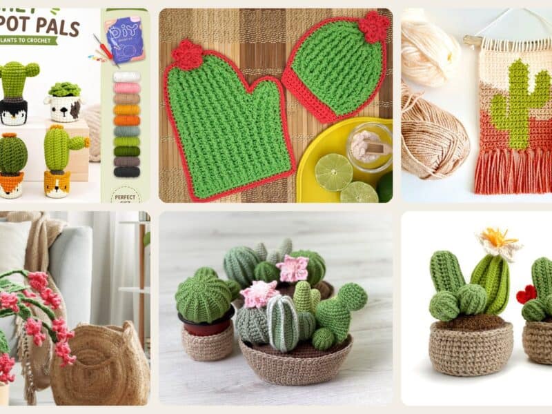 A selection of the crochet patterns in 40 Free and Paid Crochet Cactus Patterns You’ll Want To Try