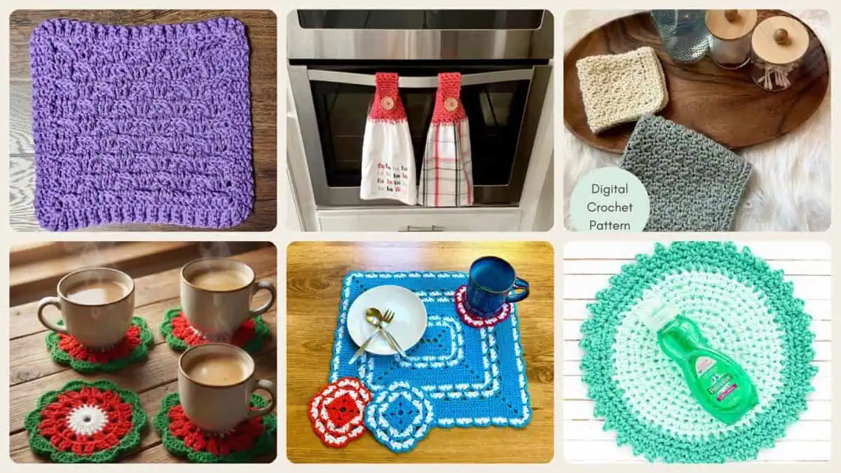 A selection of the crochet patterns in 40 Crochet Patterns for the Kitchen You’ll Want to Make