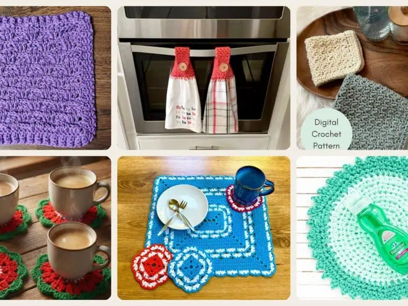 A selection of the crochet patterns in 40 Crochet Patterns for the Kitchen You’ll Want to Make