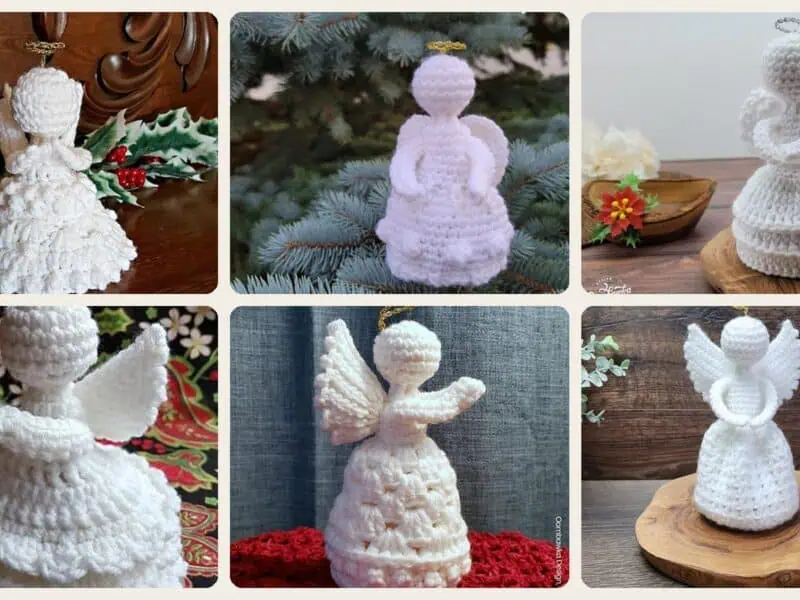 A selection of the crochet patterns in 40 Crochet Patterns Inspired by Angels: Heavenly, Whimsical, and Giftable Crochet Ideas