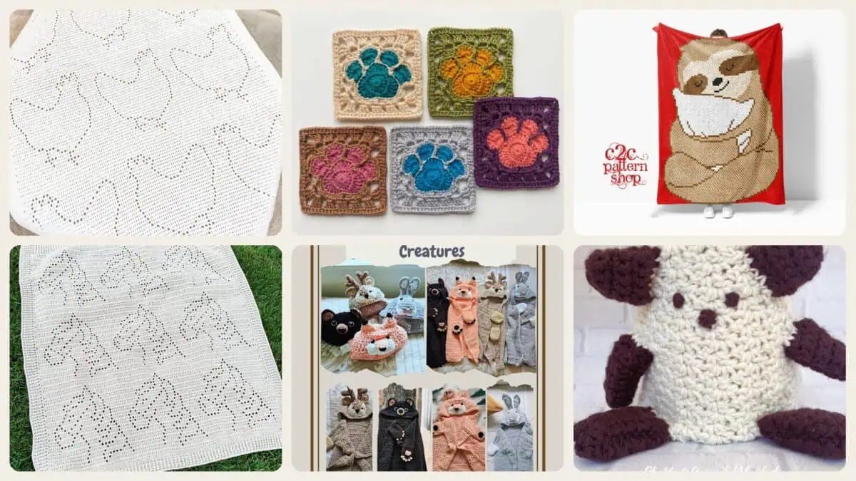 A selection of the crochet patterns in 19 Animal Crochet Blanket Patterns You Have To See