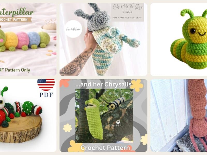 A selection of the crochet patterns in 40 Crochet Snails, Slugs, Caterpillars, and Worms Patterns Worth Noticing