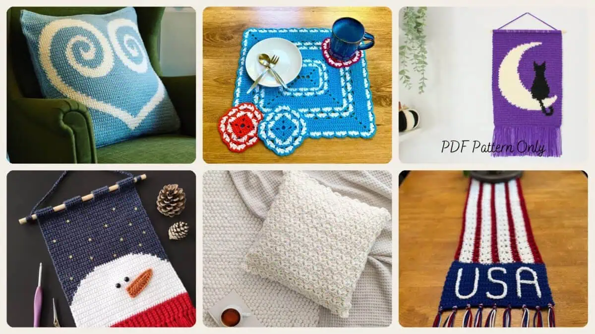 A selection of the crochet patterns in 40 Amazing and Stylish Crochet Ideas for the Home