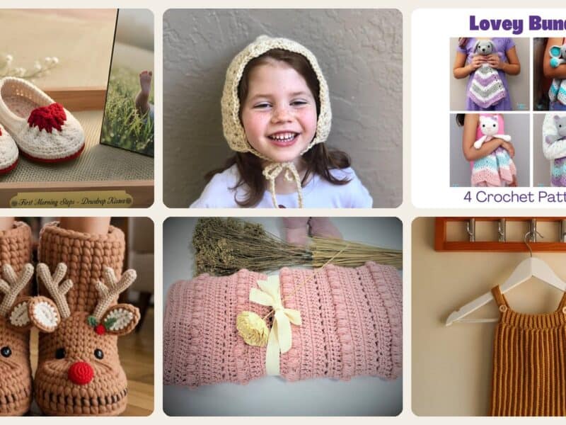 A selection of the crochet patterns in 40 Crochet Patterns for Babies and Kids That Are Too Cute to Miss