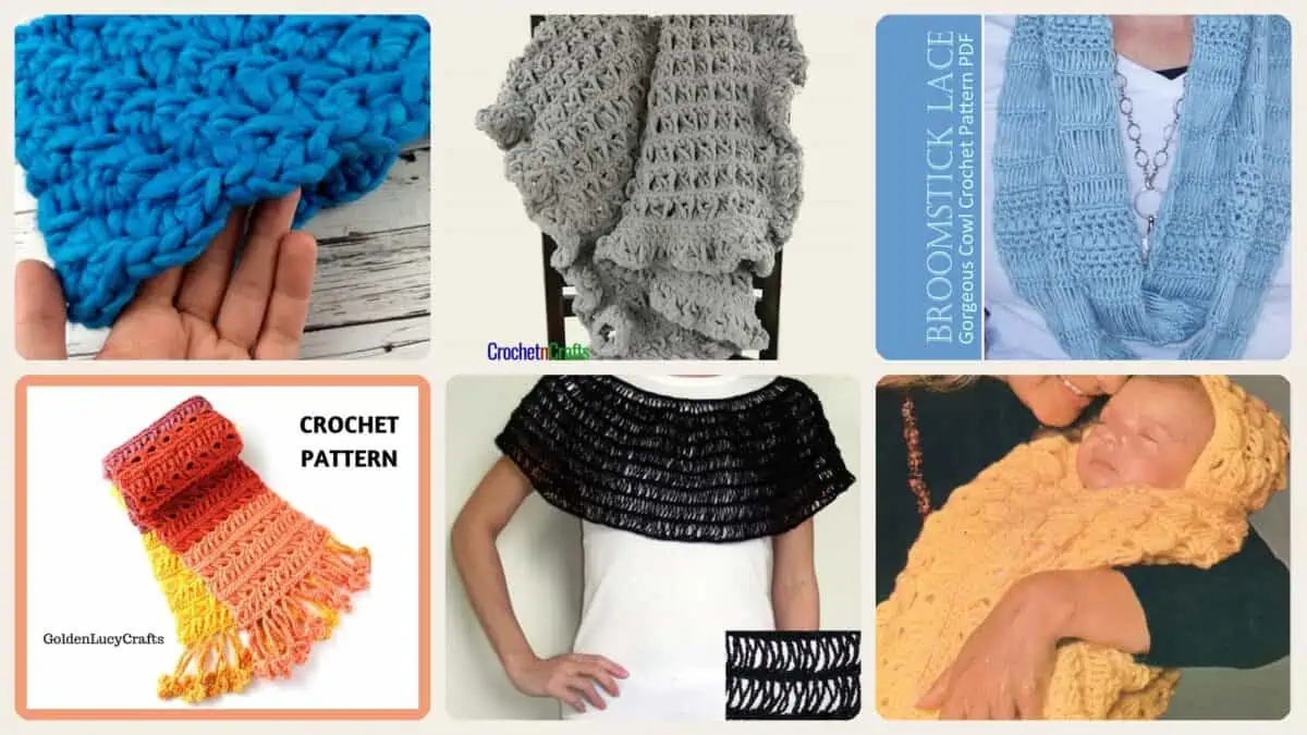A selection of the crochet patterns in 14 Beautiful Broomstick Lace Crochet Patterns You Must See