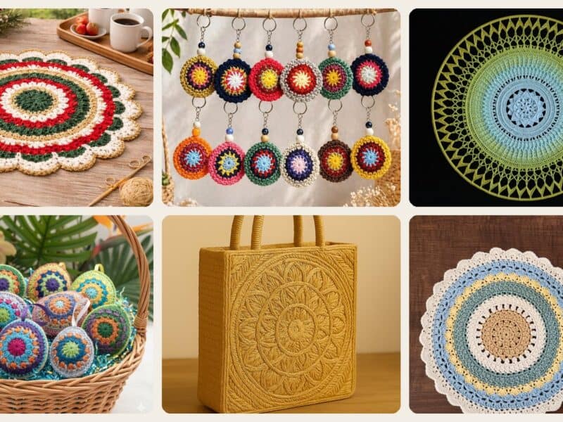 A selection of the crochet patterns in 40 Stunning Crochet Mandala Patterns You Will Want To Make