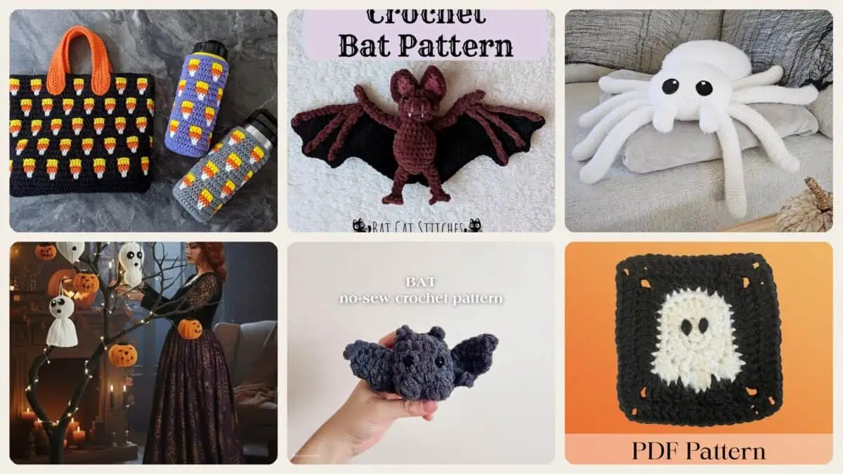A selection of the crochet patterns in 40 Halloween Crochet Patterns: Spooktacular Projects for All Ages