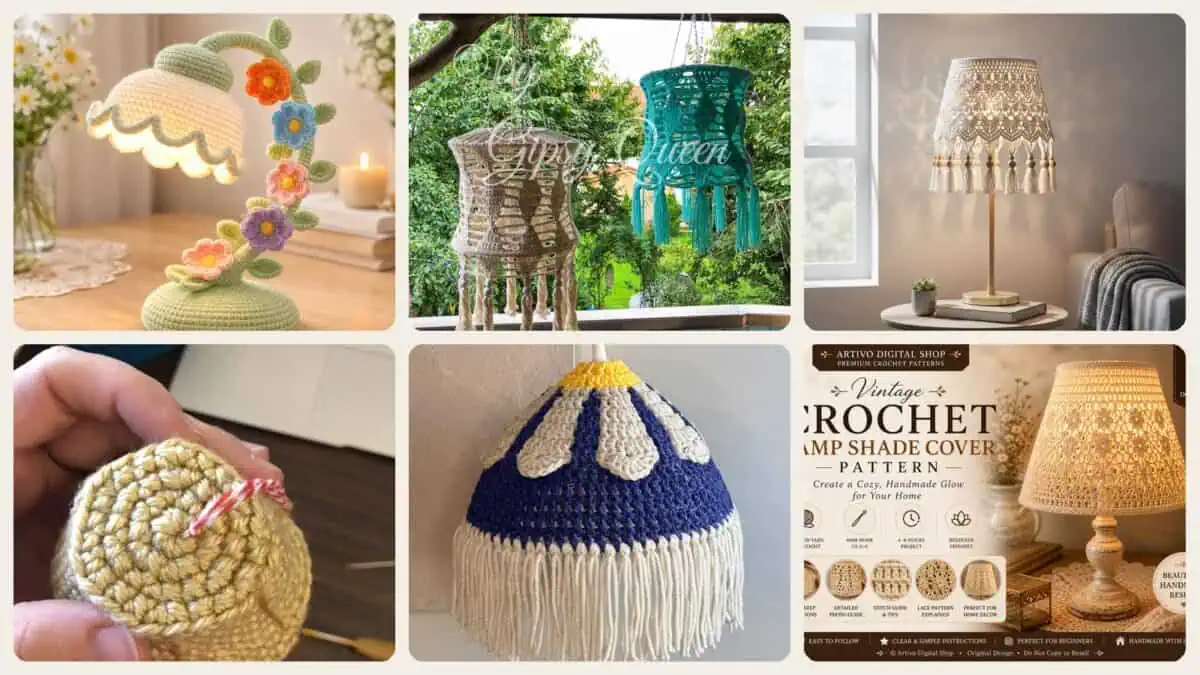 A selection of the crochet patterns in 40 Crochet Lamps That Will Look Great in Your Home