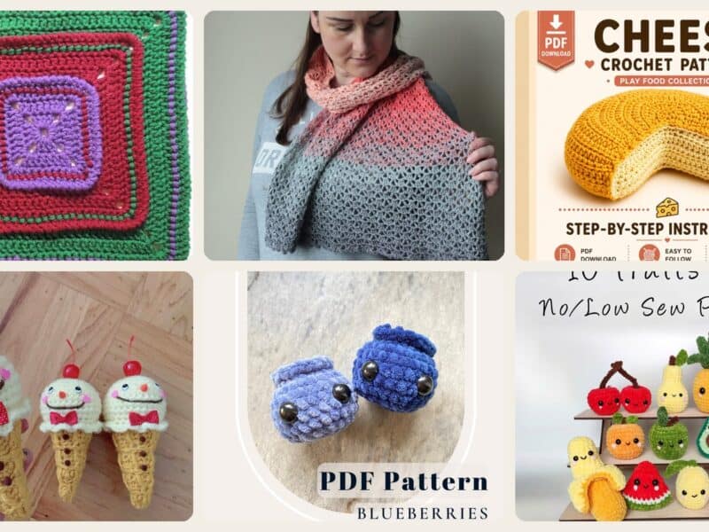 A selection of the crochet patterns in 40 Crochet Food Patterns That Are Good Enough To Eat