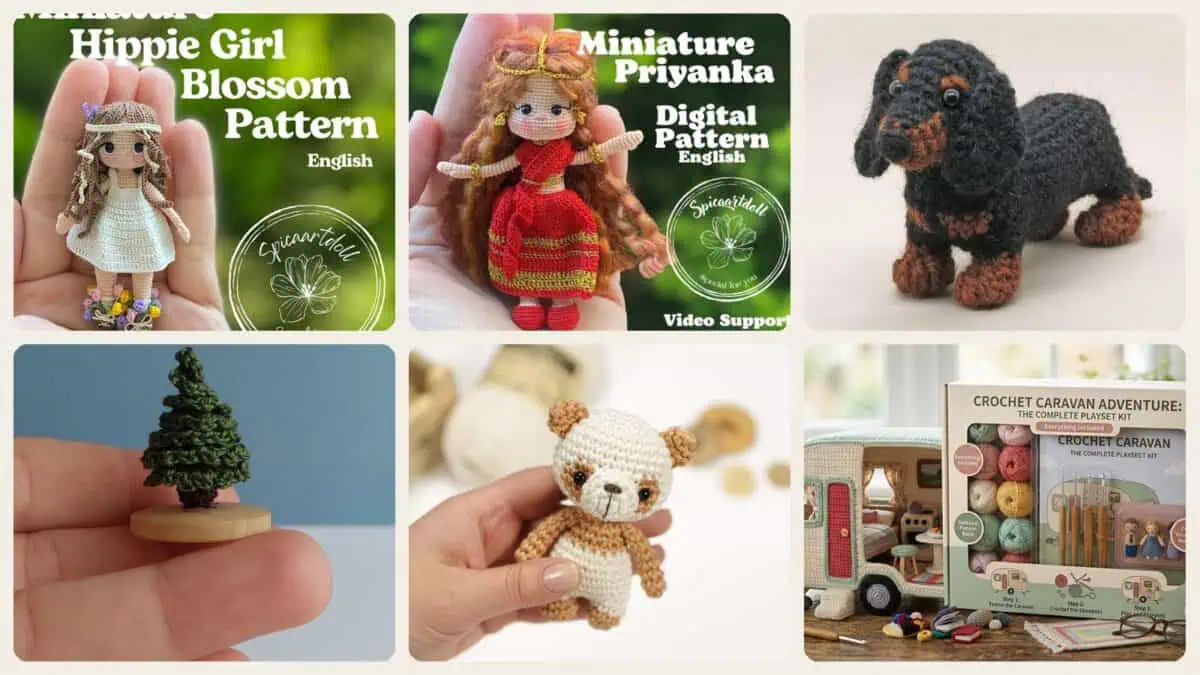 A selection of the crochet patterns in 40 Adorable MicroCrochet Patterns that are Simple and Easy