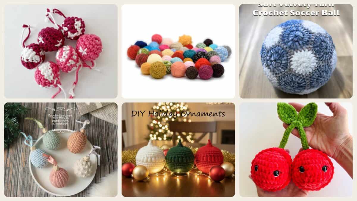 A selection of the mini yarn balls patterns in this roundup