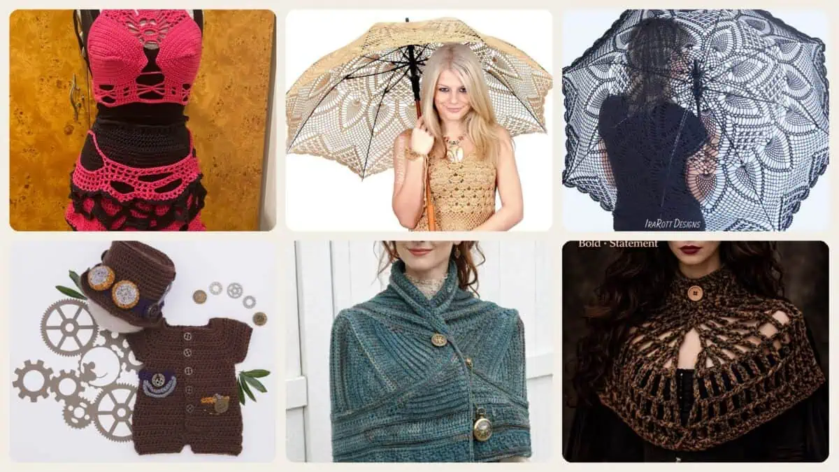 A selection of the crochet patterns in 6 The 10 Best Steampunk Crochet Patterns Free to Everyone