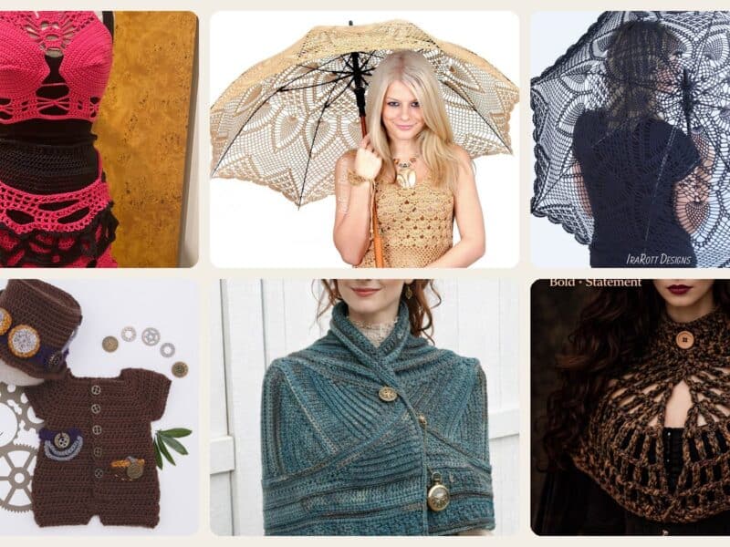 A selection of the crochet patterns in 6 The 10 Best Steampunk Crochet Patterns Free to Everyone