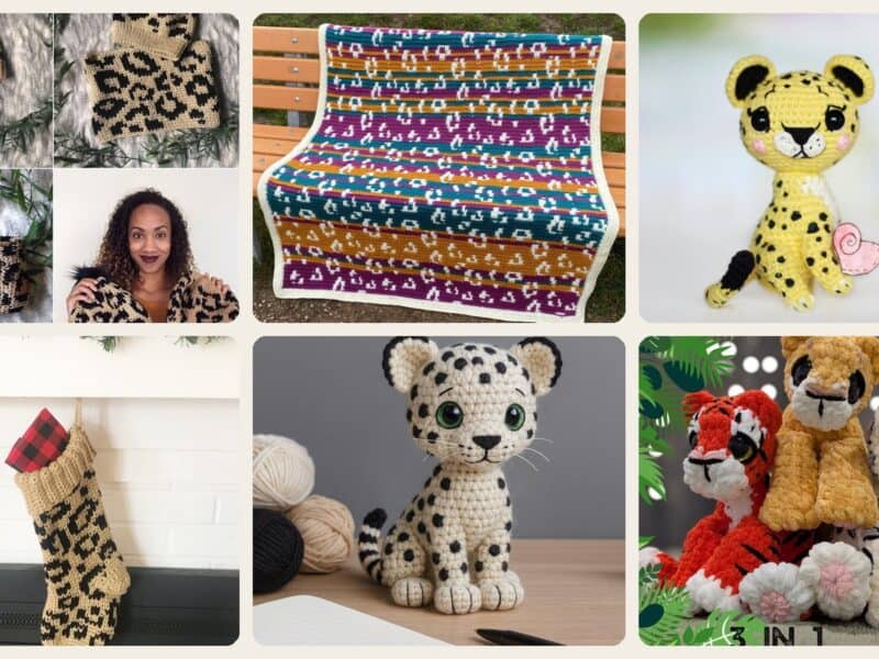 A selection of the crochet patterns in 40 Endangered Animal Crochet: Leopard Crochet Patterns