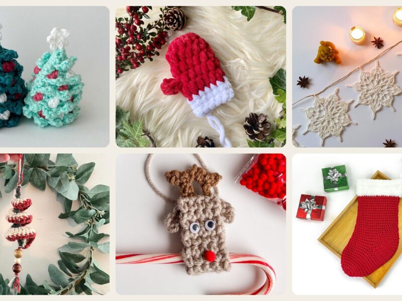 A selection of the crochet patterns in 40 Free Christmas Crochet Patterns – Creative Projects