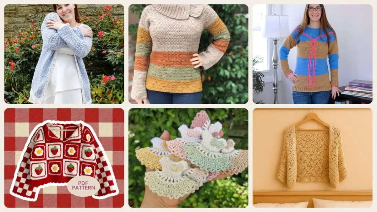 A selection of the crochet clothes patterns in this roundup
