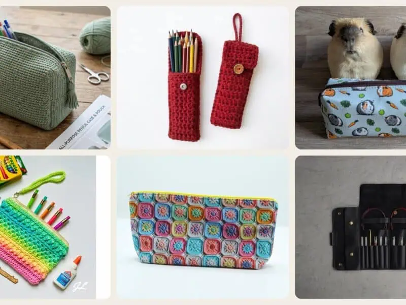 A selection of the crochet pencil case patterns in this roundup