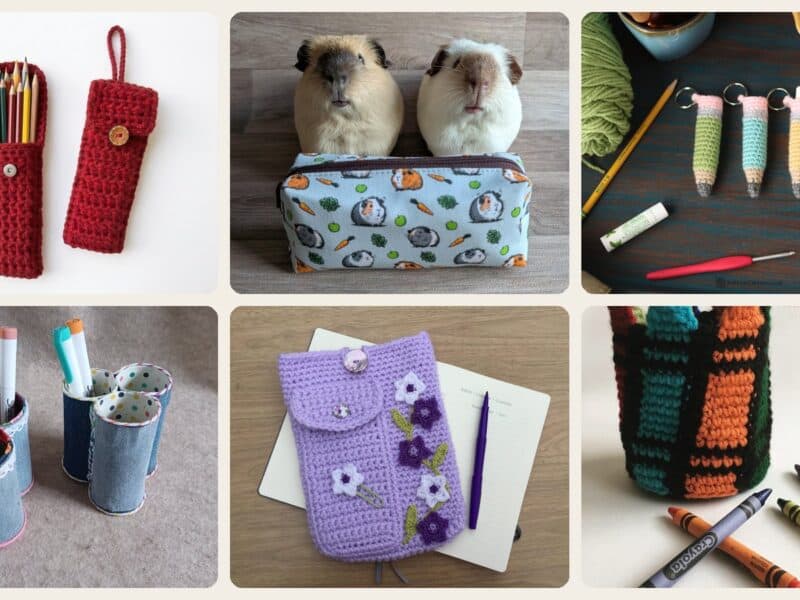 A selection of the crochet pencil case patterns in this roundup
