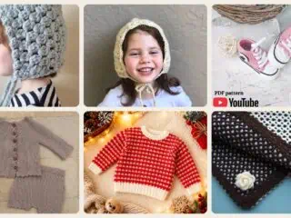 A selection of the crochet baby clothes patterns in this roundup