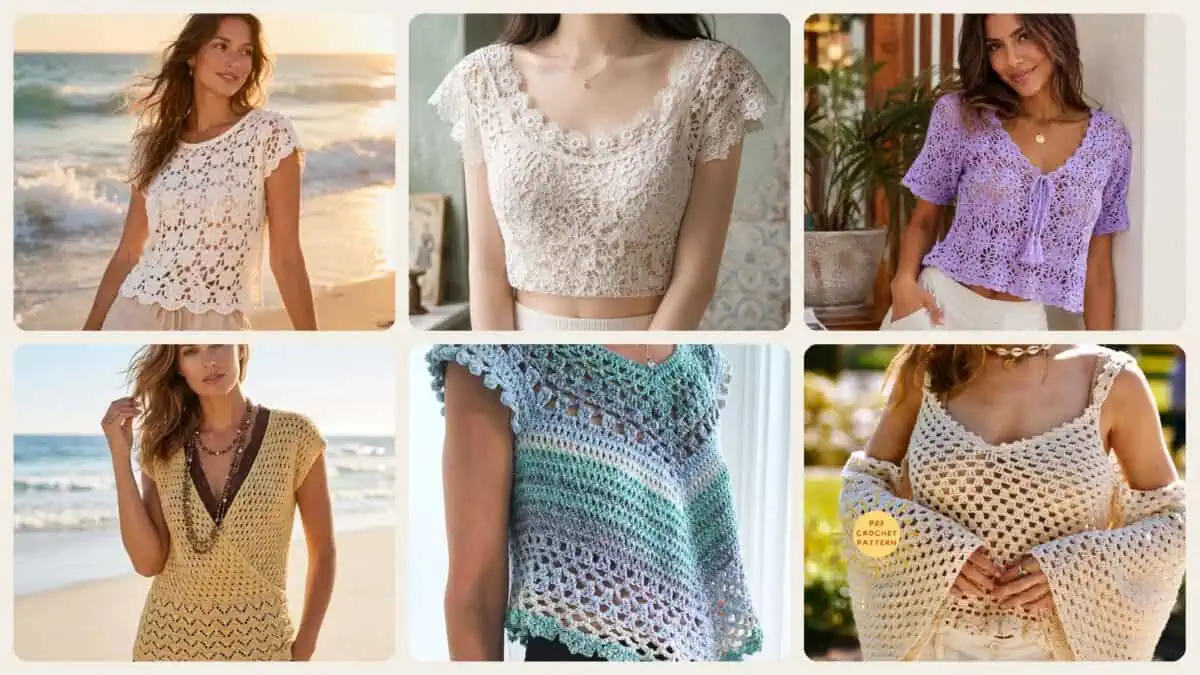 A selection of the crochet blouse patterns in this roundup