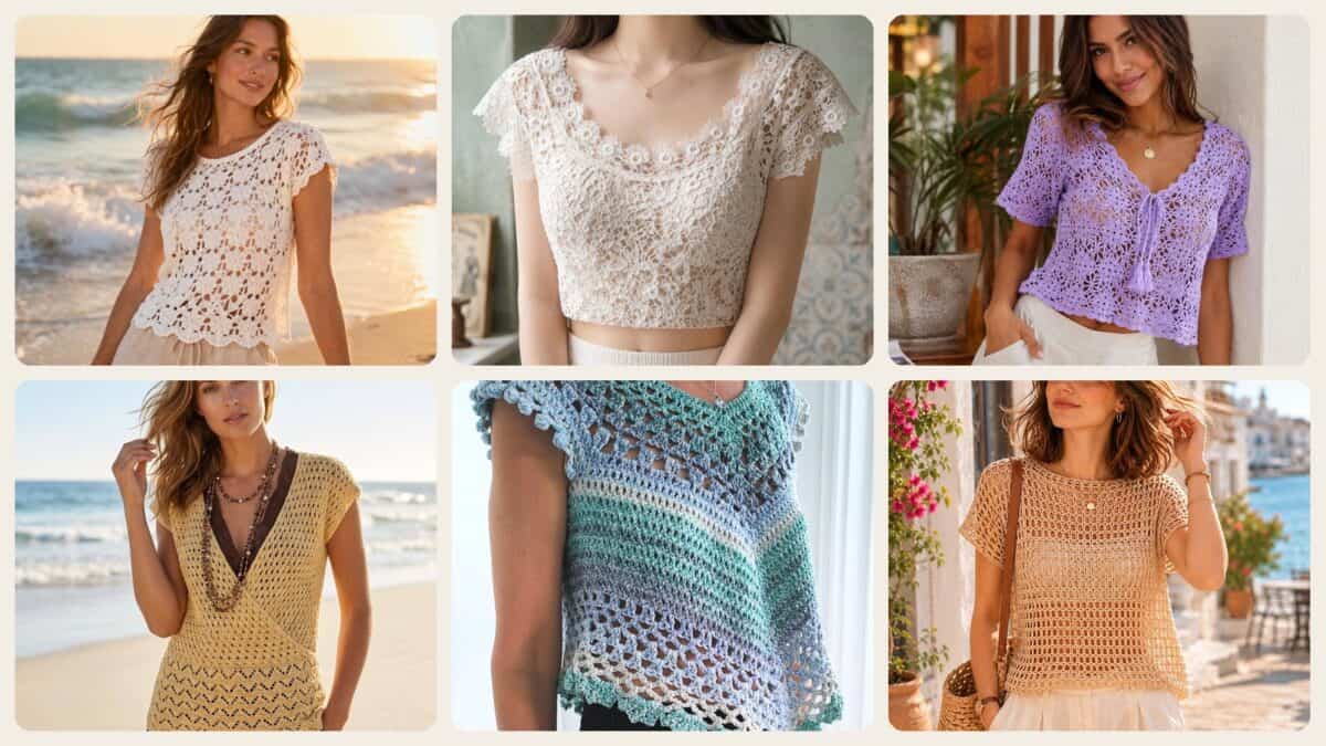 A selection of the crochet blouse patterns in this roundup
