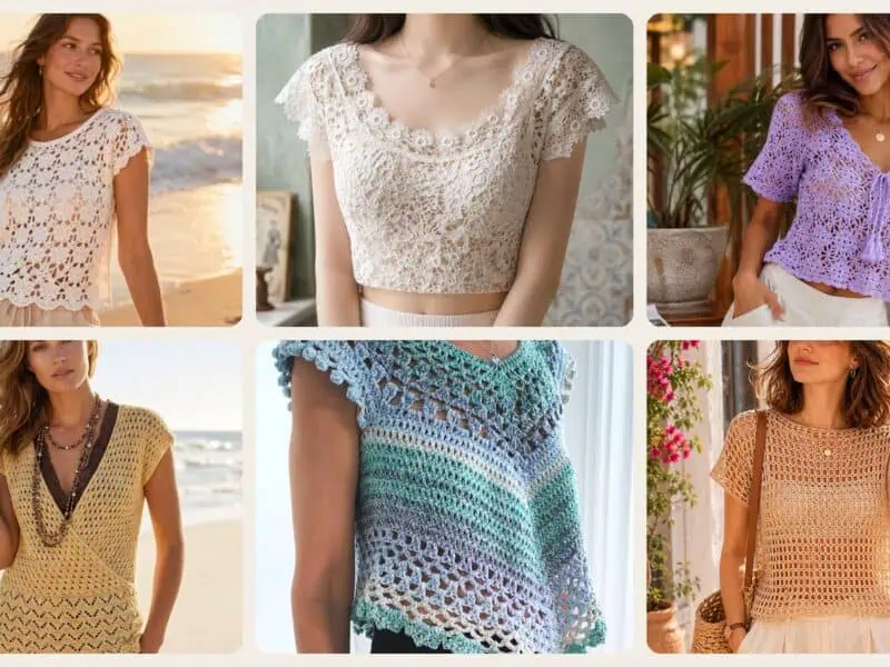A selection of the crochet blouse patterns in this roundup
