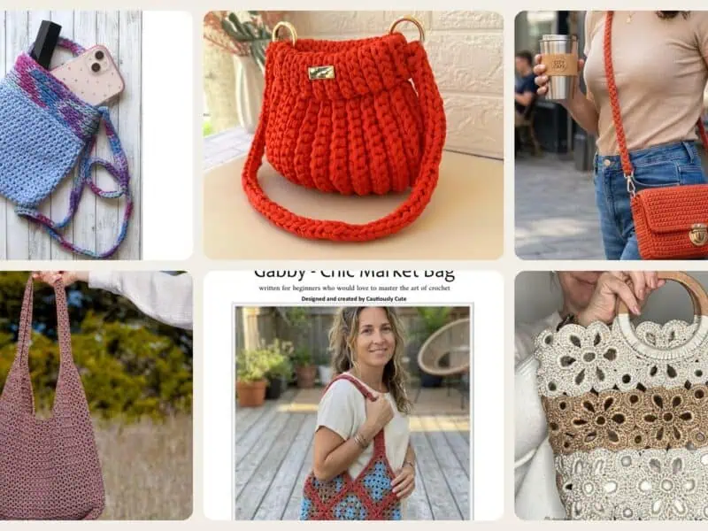A selection of the crochet shoulder bags patterns in this roundup