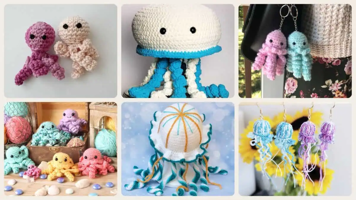 A selection of the crochet jellyfish patterns in this roundup