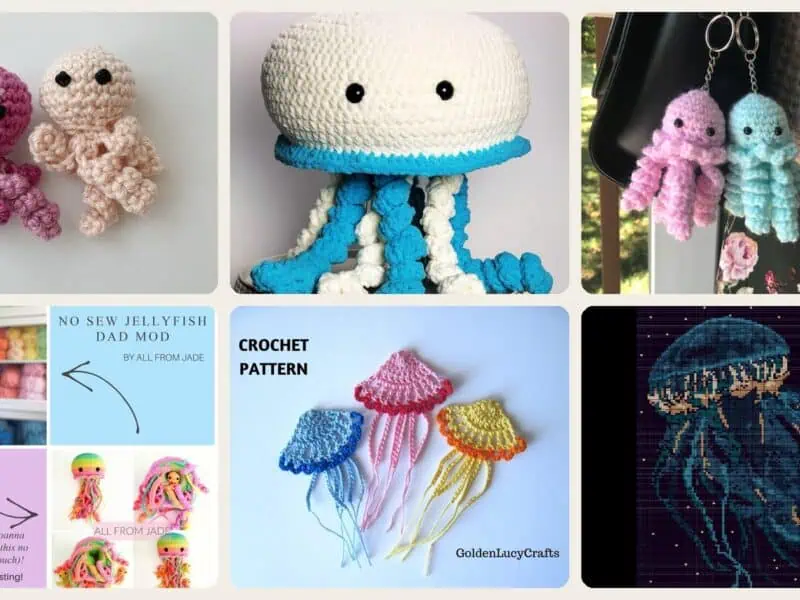 A selection of the crochet jellyfish patterns in this roundup