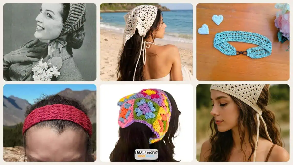 A selection of the crochet hairband patterns in this roundup