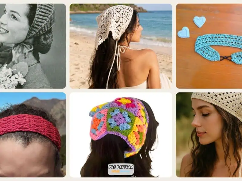 A selection of the crochet hairband patterns in this roundup