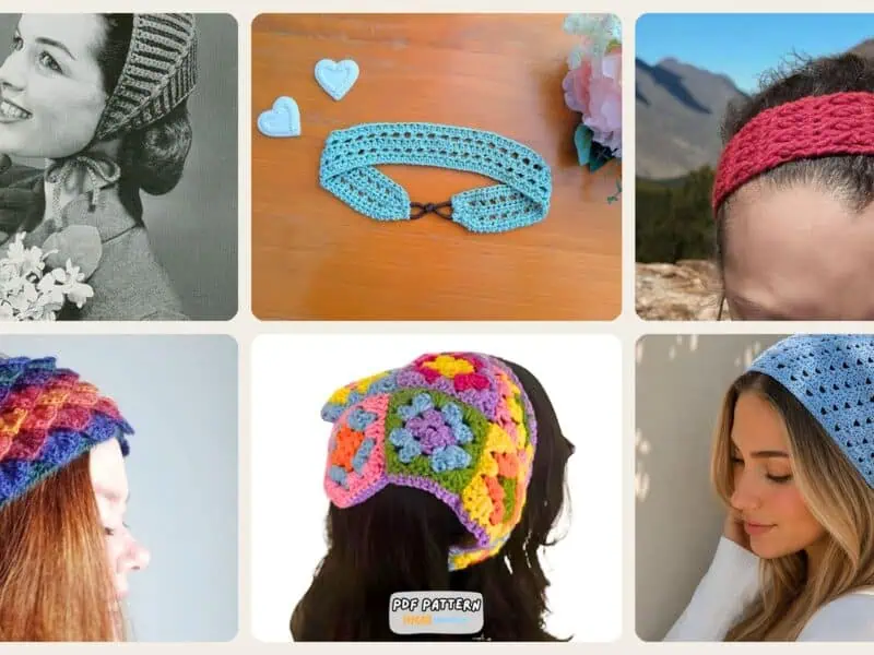 A selection of the crochet hairband patterns in this roundup