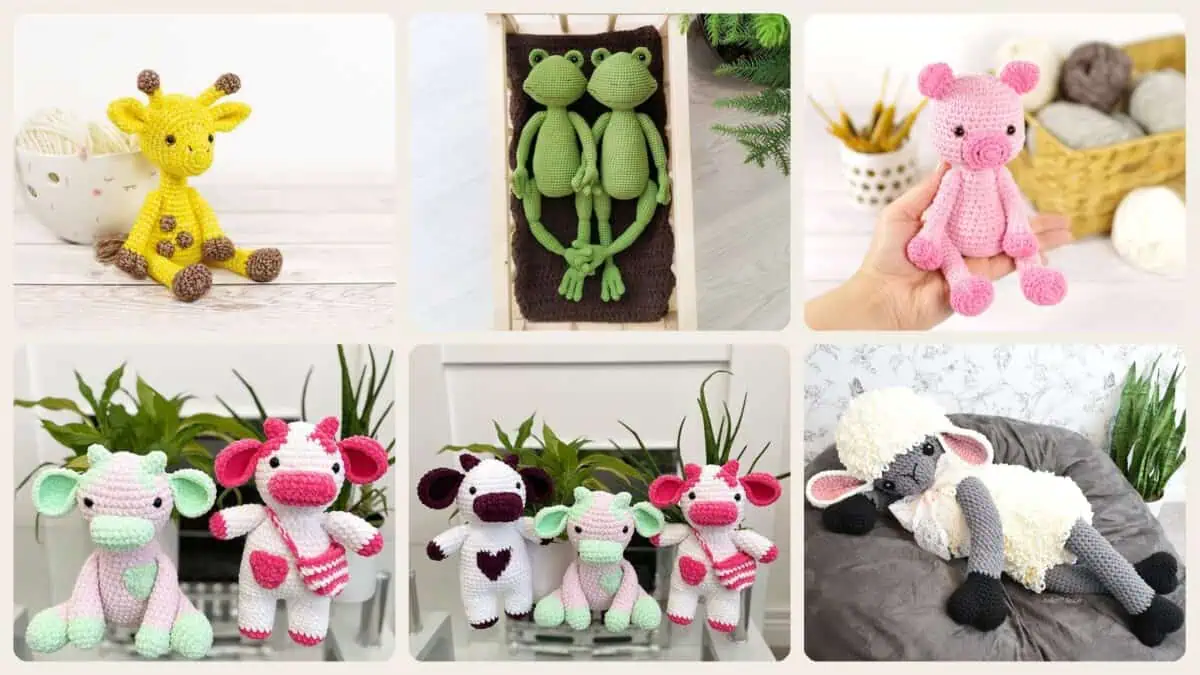 A selection of the crochet stuffed animals patterns in this roundup