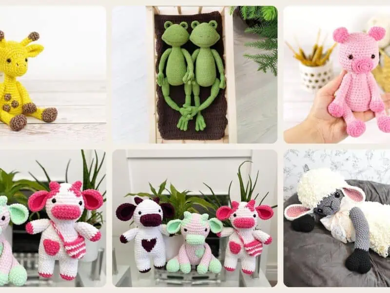A selection of the crochet stuffed animals patterns in this roundup
