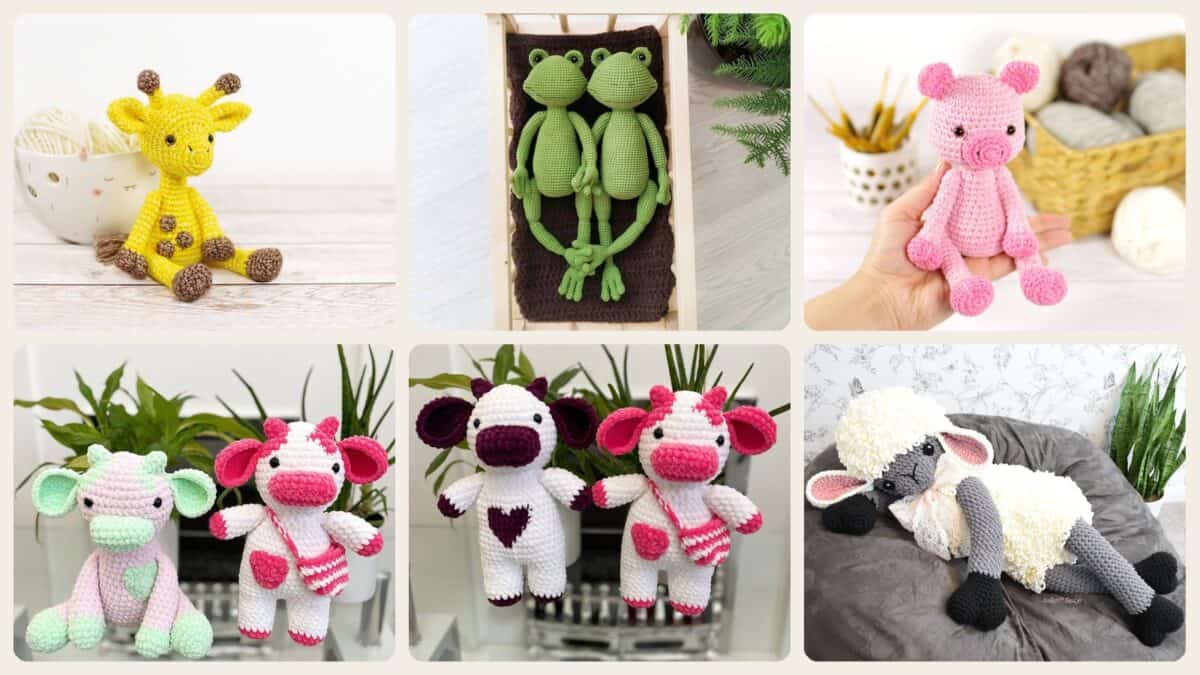 A selection of the crochet stuffed animals patterns in this roundup