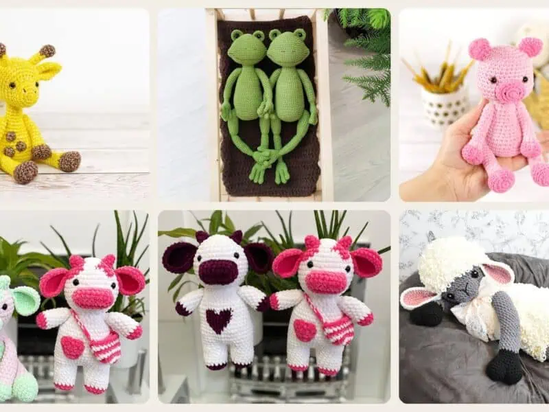 A selection of the crochet stuffed animals patterns in this roundup