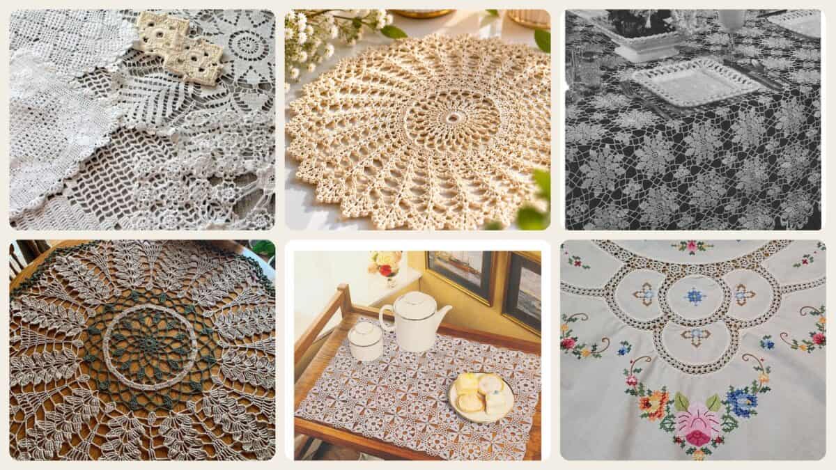 A selection of the crochet tablecloth patterns in this roundup