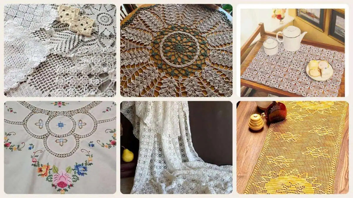 A selection of the crochet tablecloth patterns in this roundup