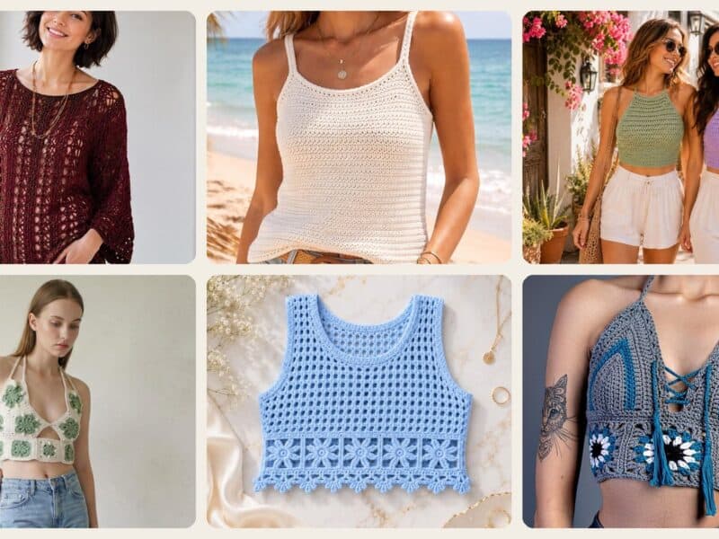 A selection of the crochet tank tops patterns in this roundup