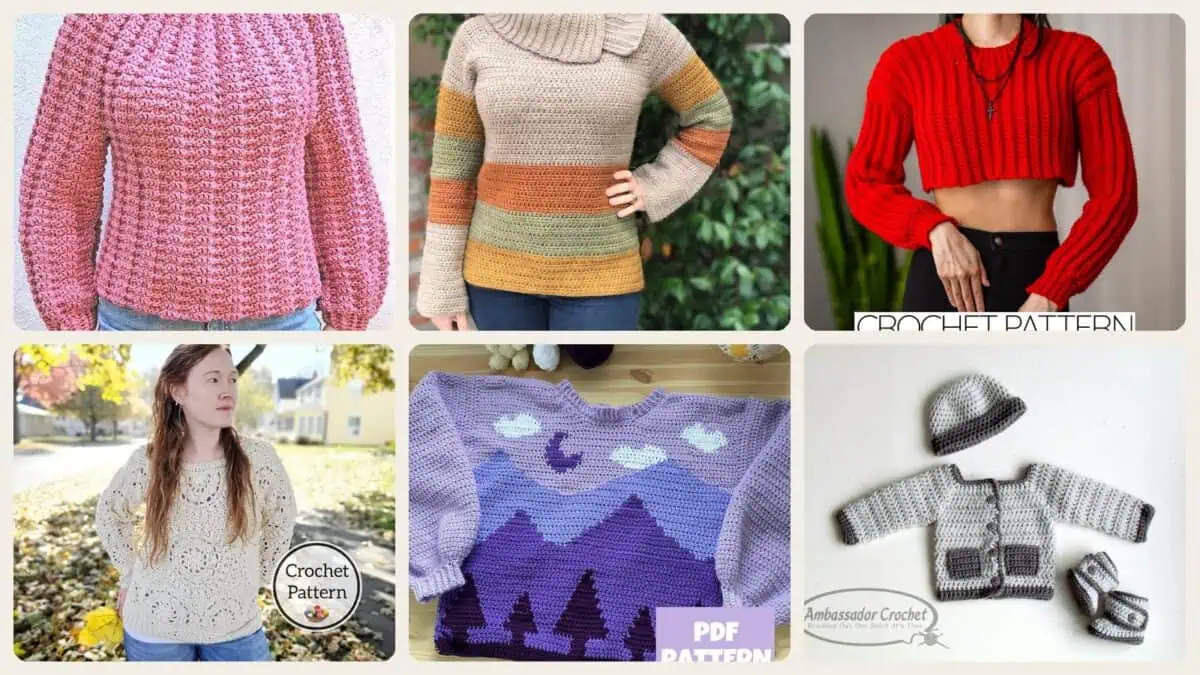A selection of the crochet jumper patterns in this roundup