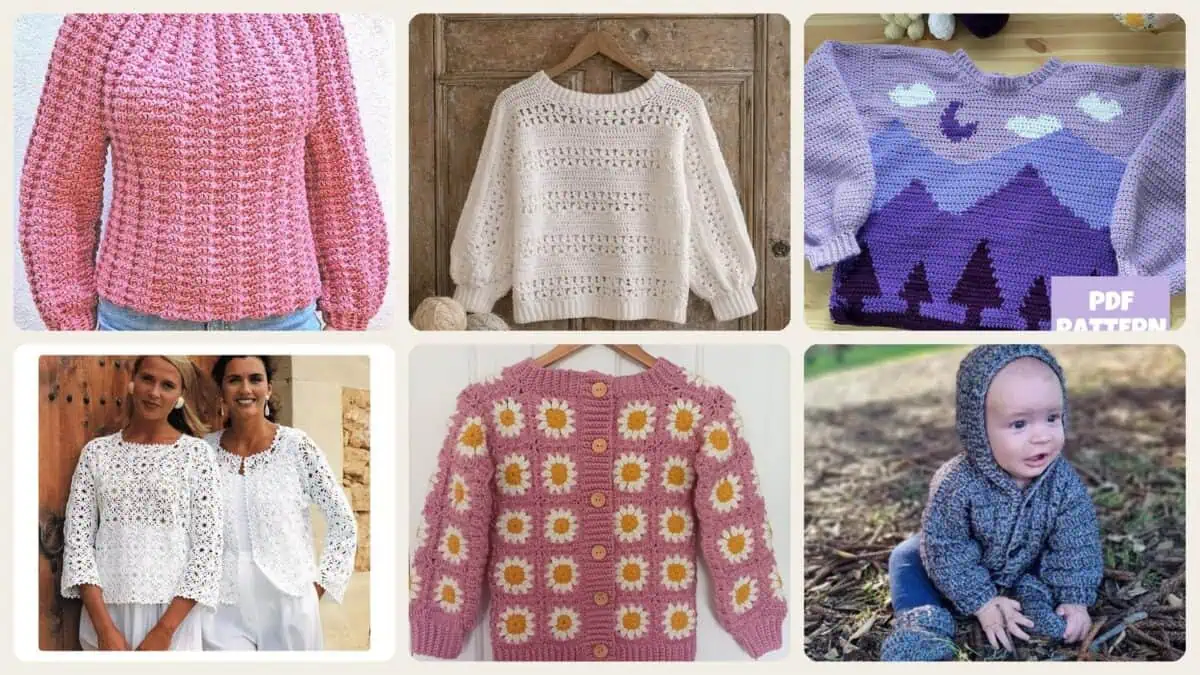 A selection of the crochet jumper patterns in this roundup