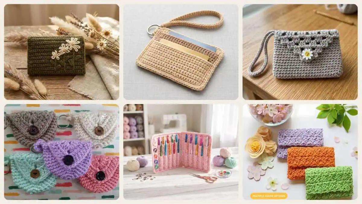 A selection of the crochet wallet patterns in this roundup