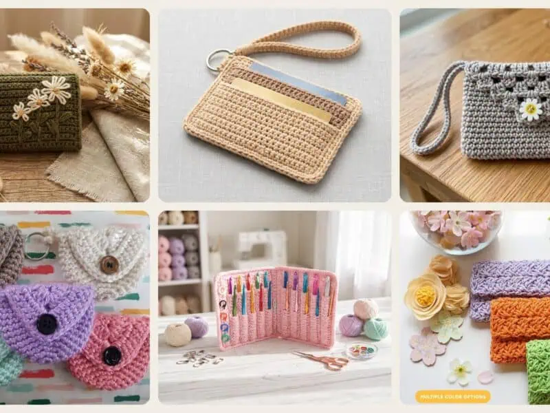 A selection of the crochet wallet patterns in this roundup