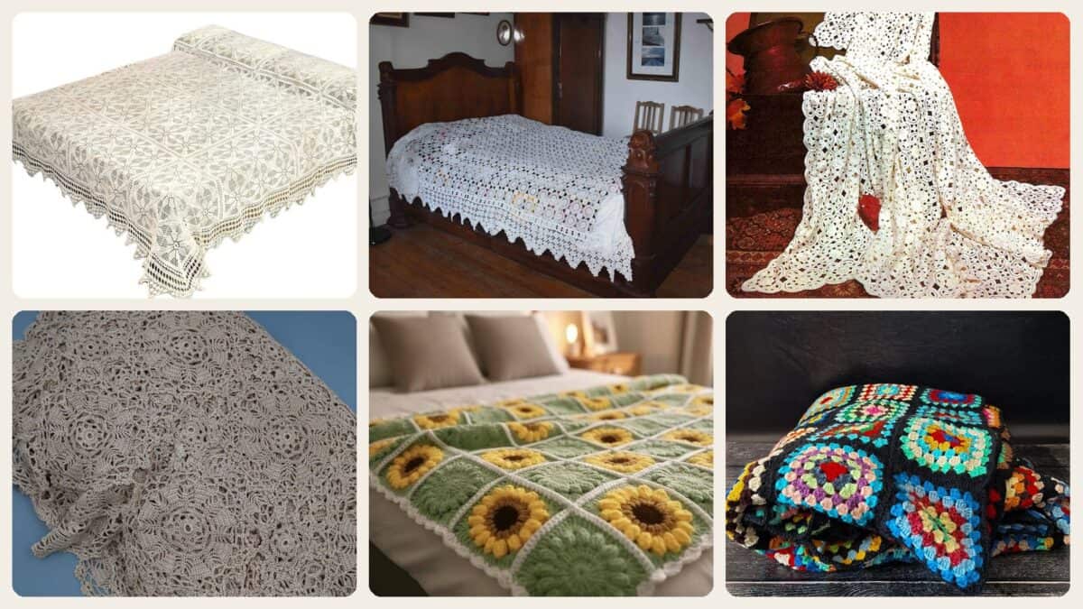 A selection of the crochet bedspread patterns in this roundup