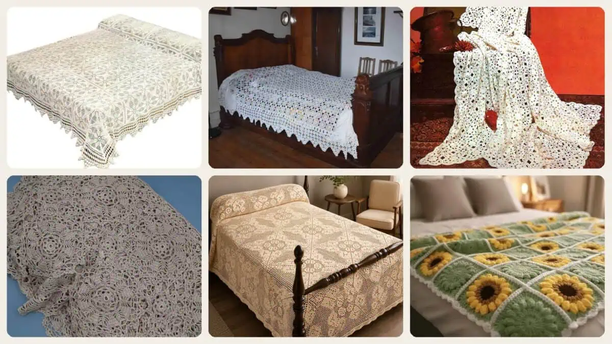A selection of the crochet bedspread patterns in this roundup