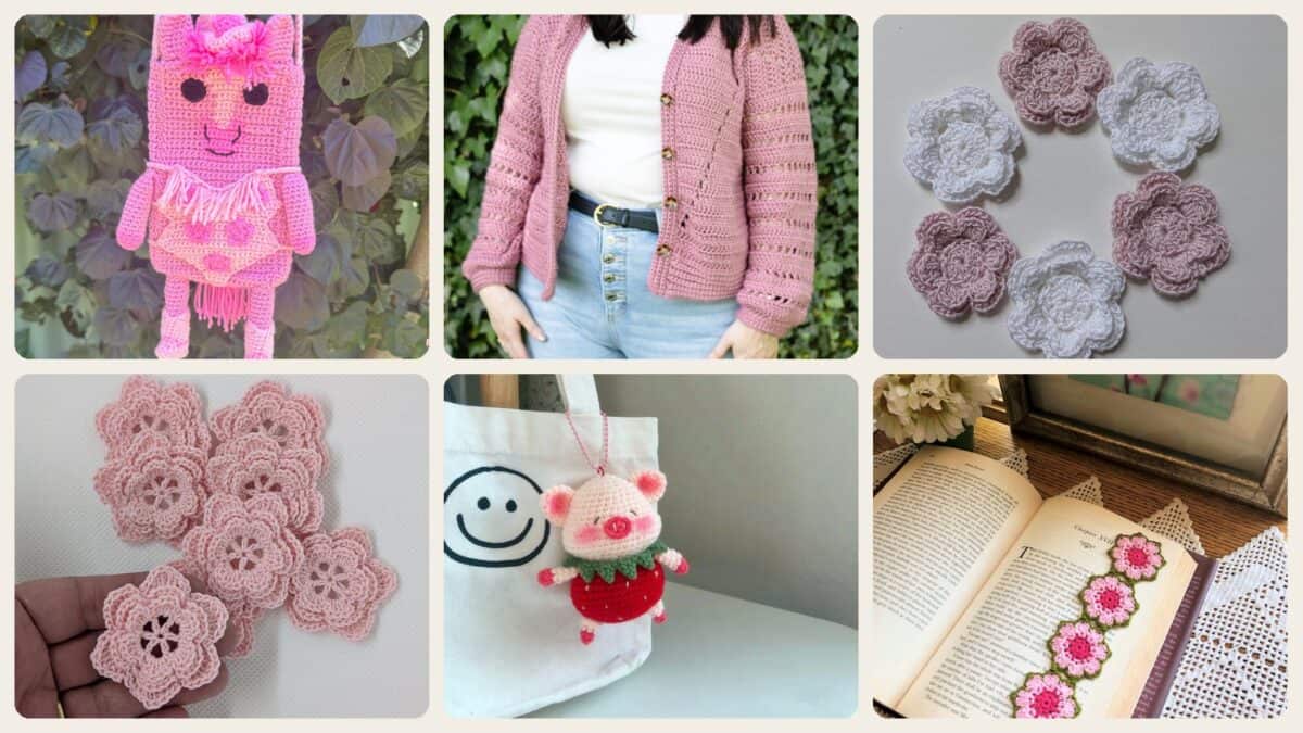 A selection of the crochet pink patterns in this roundup